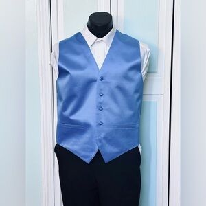Cornflower Medium Blue Satin Closed Back Vest Wedding Prom Men’s Small S